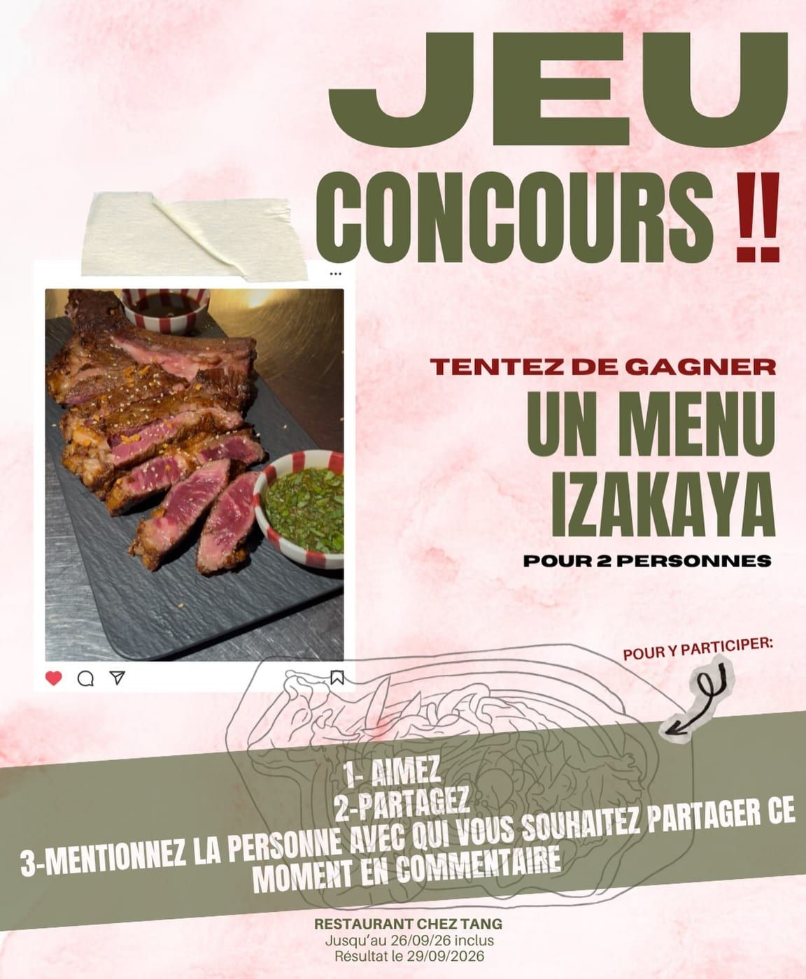 Jeu concours Chez Tang · gagnez un menu Izakaya pour 2
