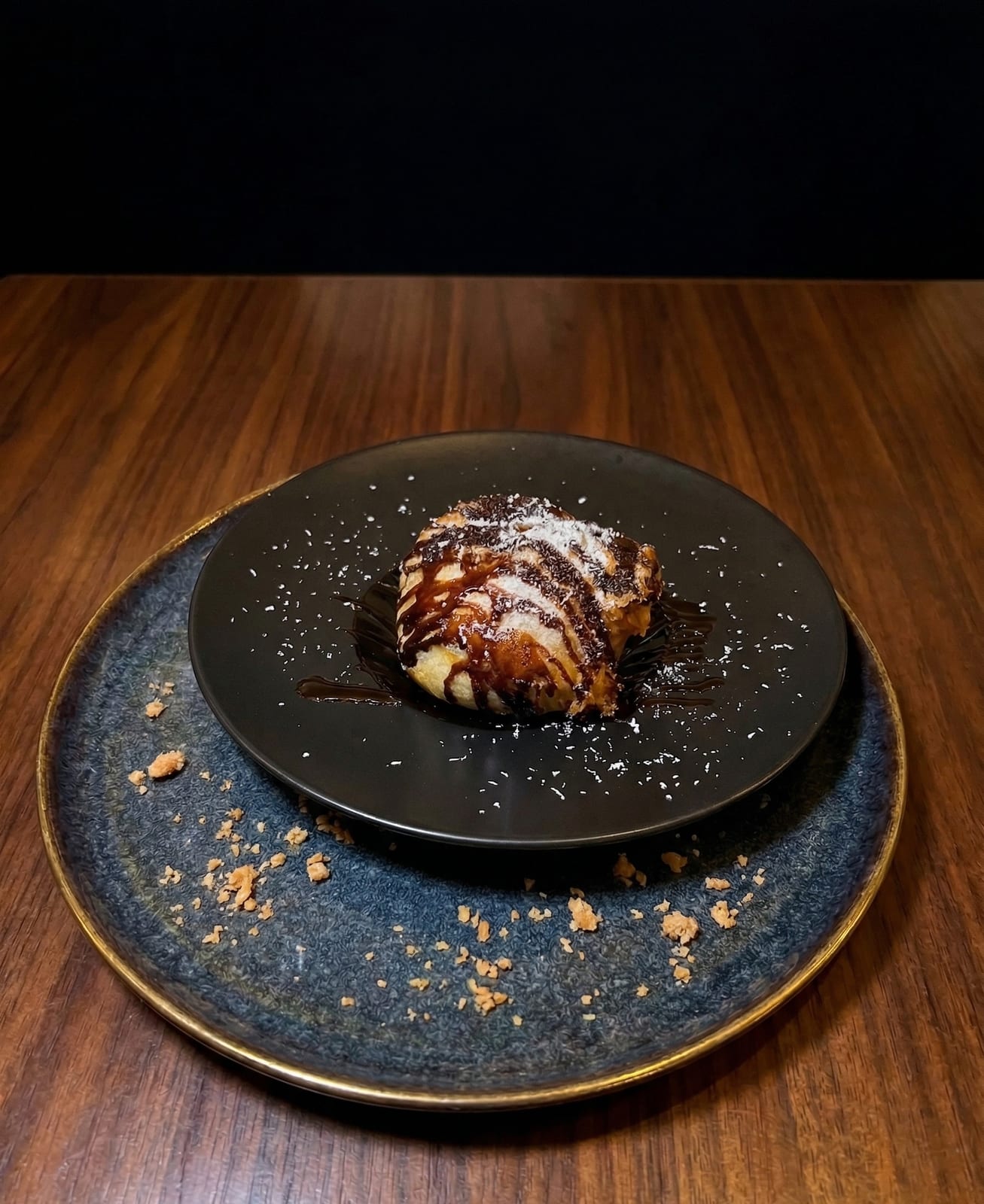 Poire chocolat flambée — dessert Chez Tang Saran